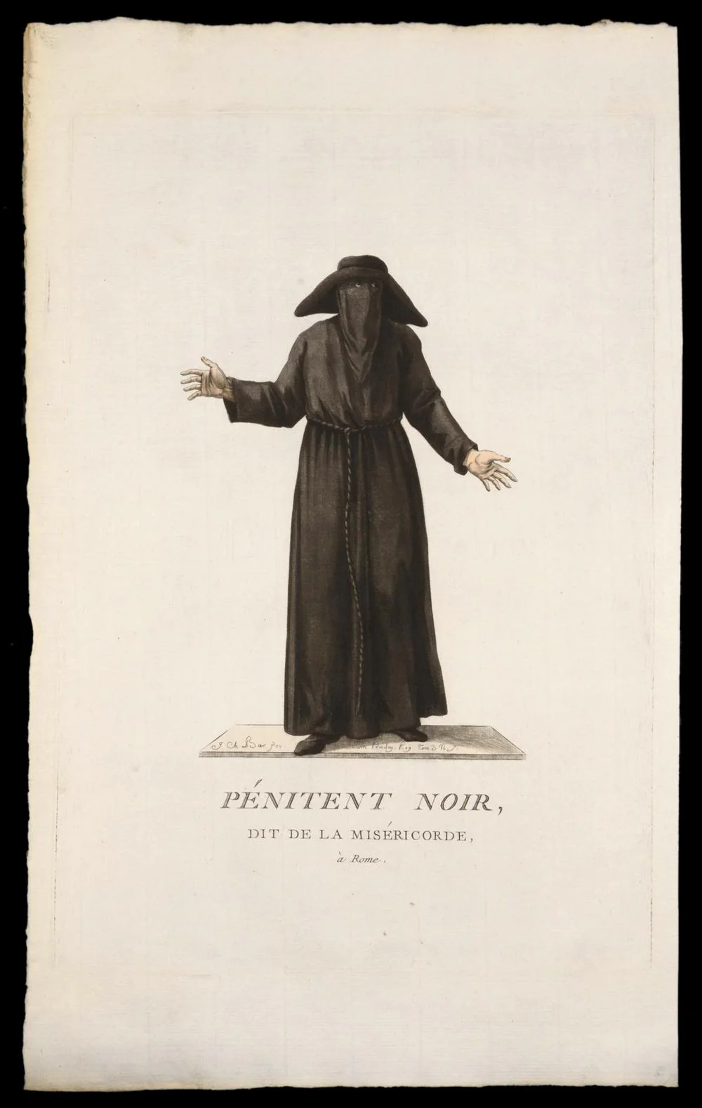 PÉNITENT NOIR DIT DE LA MISÉRICORDE – gravure originale du XVIIIe siècle