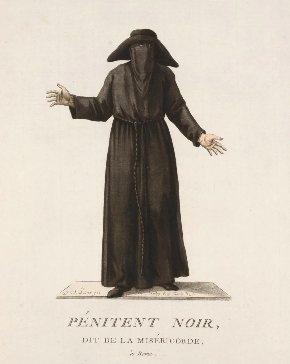PÉNITENT NOIR DIT DE LA MISÉRICORDE – gravure originale du XVIIIe siècle - Image 2
