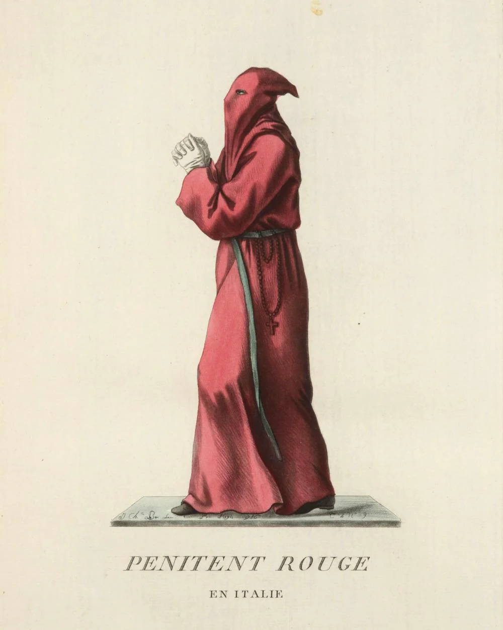 PÉNITENT ROUGE – gravure française du XVIIIe siècle, confrérie italienne - Image 2