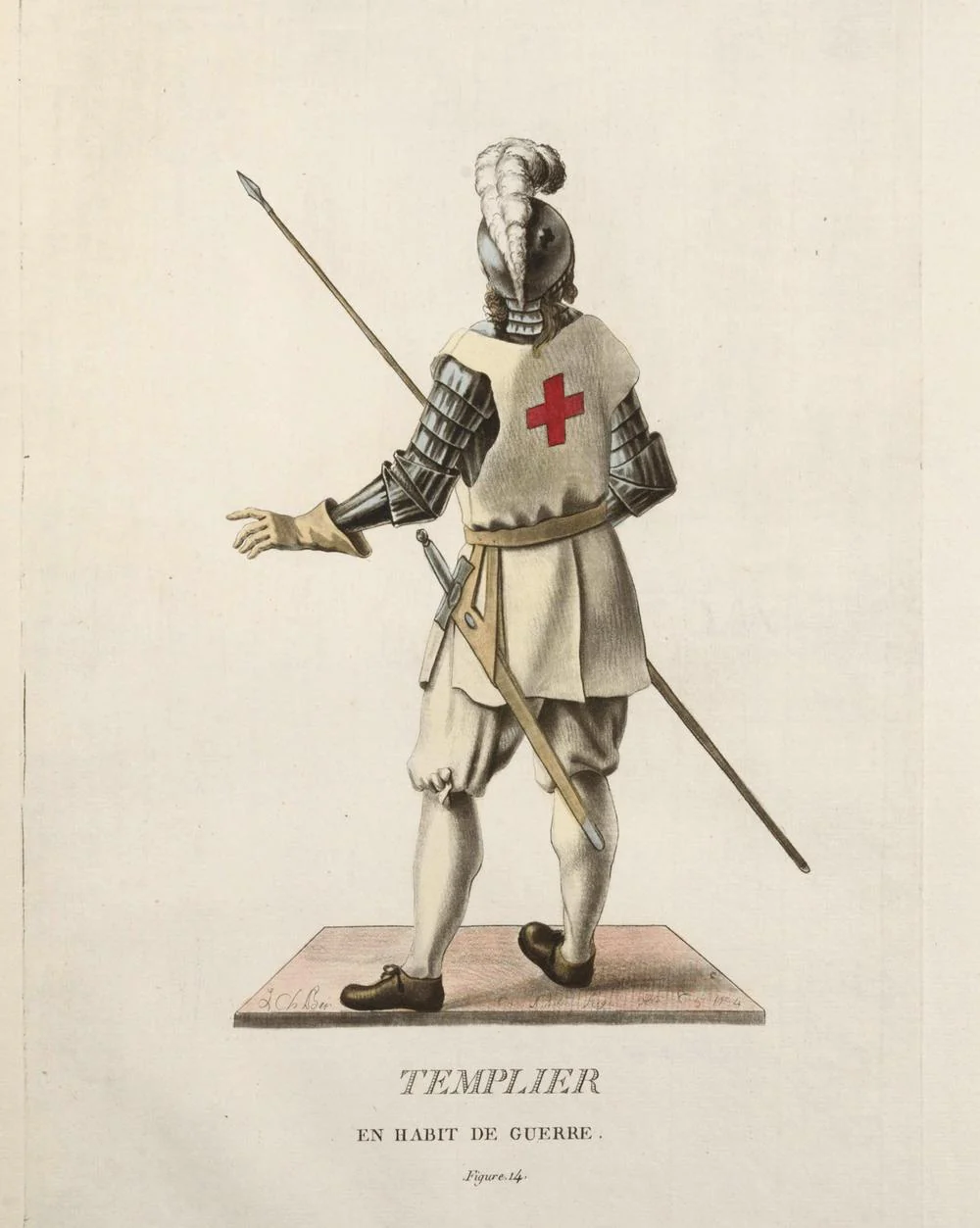 TEMPLIER EN HABIT DE GUERRE – gravure originale du XVIIIe siècle - Image 2